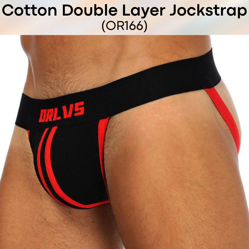 Men's Jockstrap: Cotton Double Layer 3D Pouch Jockstrap Underwear (OR166)