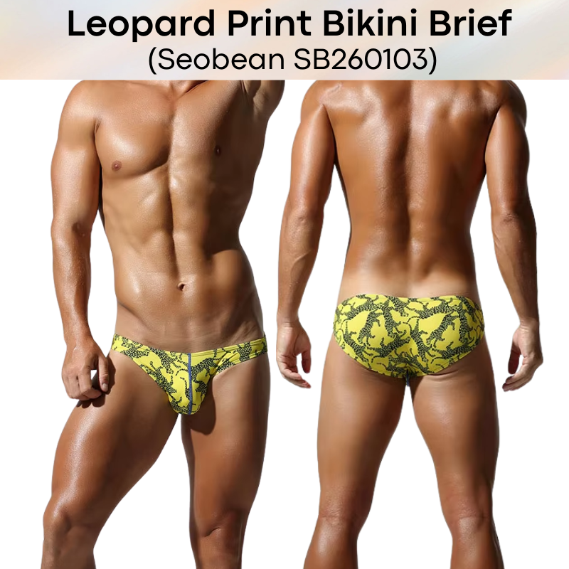 Men's Brief: Leopard Print Low Rise Bikini Brief (SB260103)