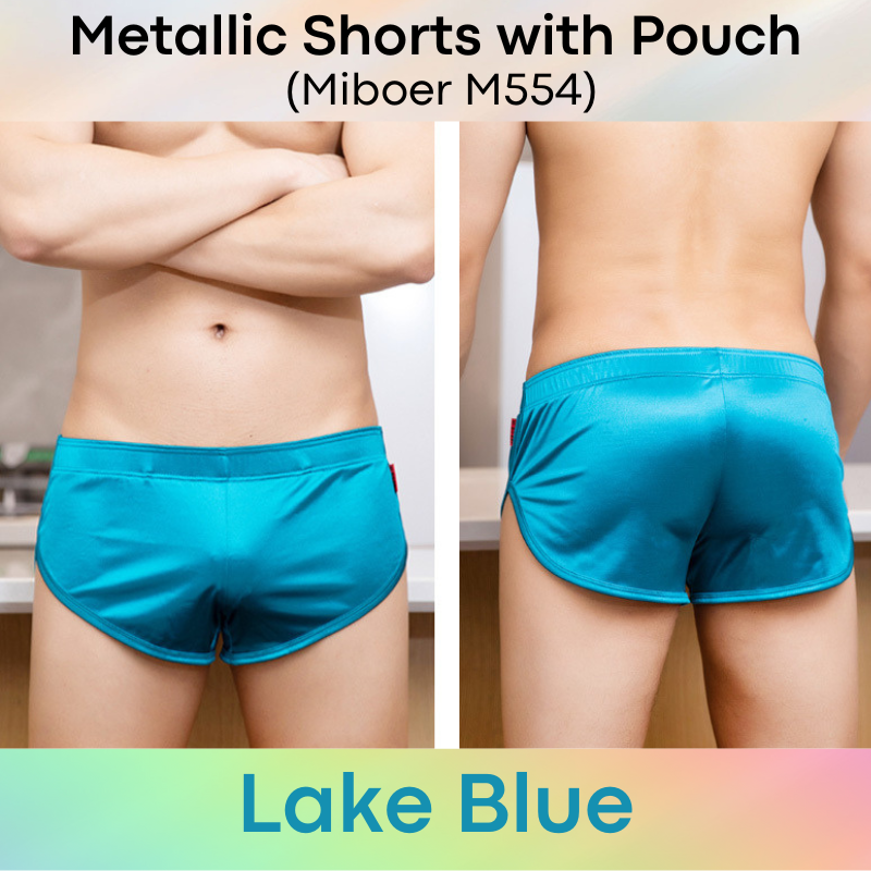 Men's Shorts : Polyester Metallic Smooth Shorts with Inner Front Pouch Lining (Miboer M554)