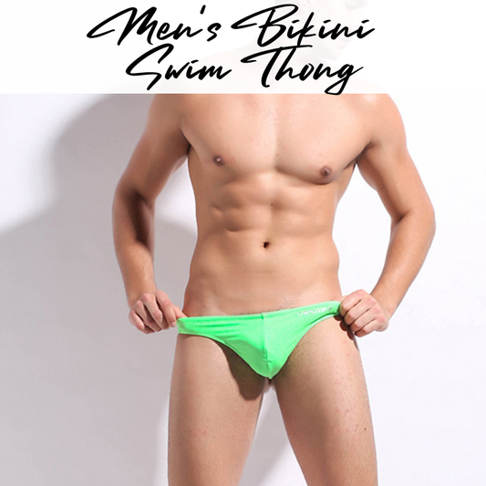 Men's Swimwear: Nylon Bikini Swim Thong with Inner Drawstring (S201)