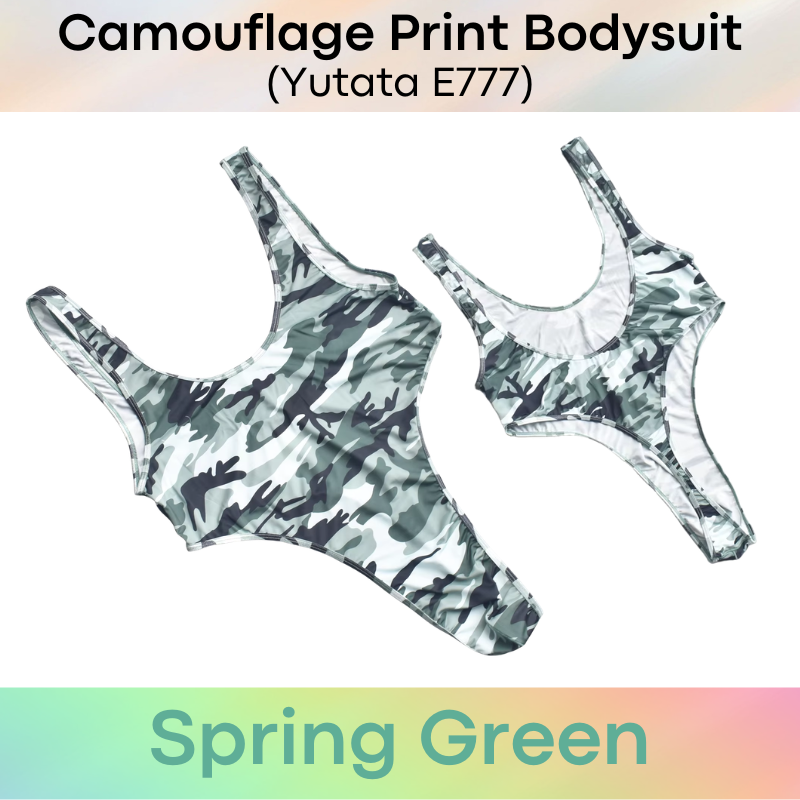 Men's Bodysuit: Polyester Camouflage Print Thong Bodysuit Underwear (E777)