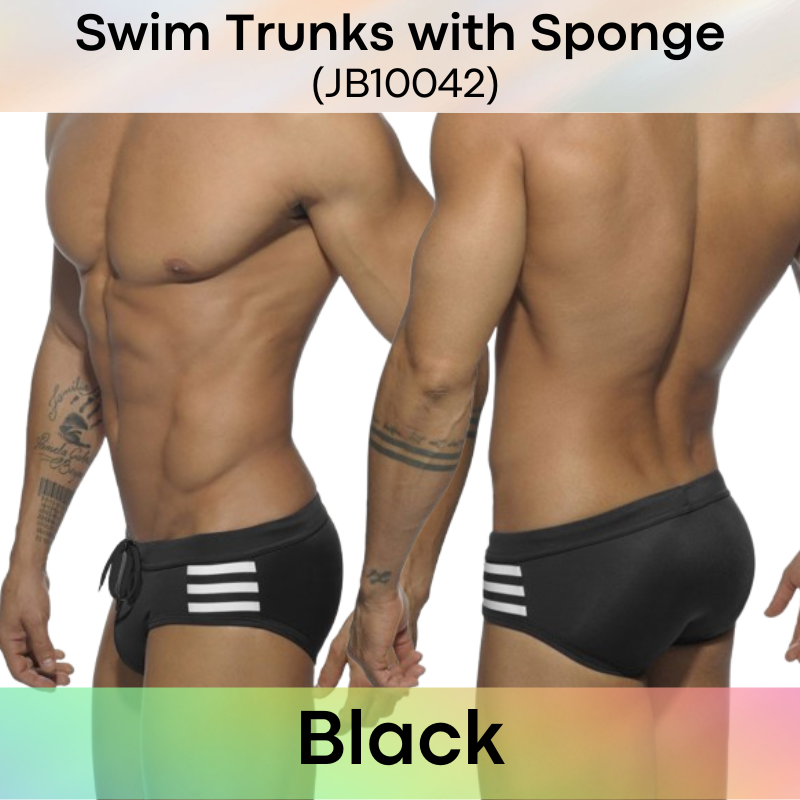 Men's Swimwear: Polyester Boxer Brief Swimming Trunks with Removable Sponge (JB10042)