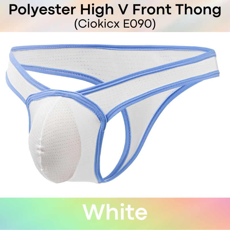 Men's Thong : Polyester Perforated High Front V 3D Pouch Thong Underwear (Ciokicx E090)