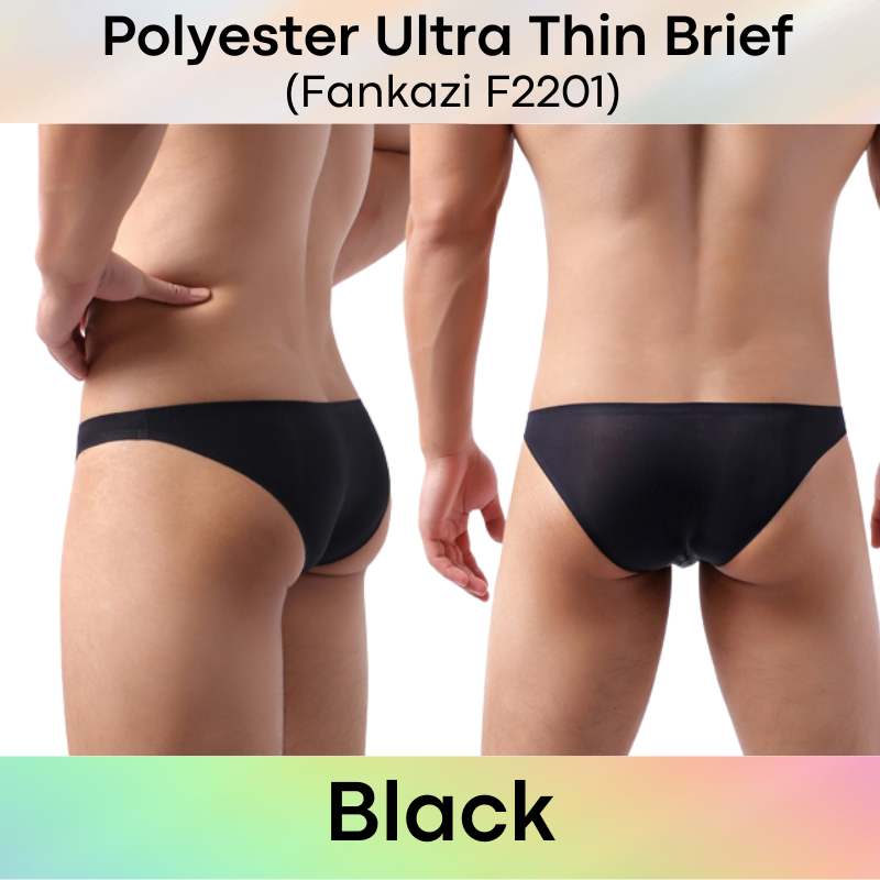 Men's Brief: Polyester Ice Silk Ultra Thin No Line Brief Underwear Underwear (F2201)