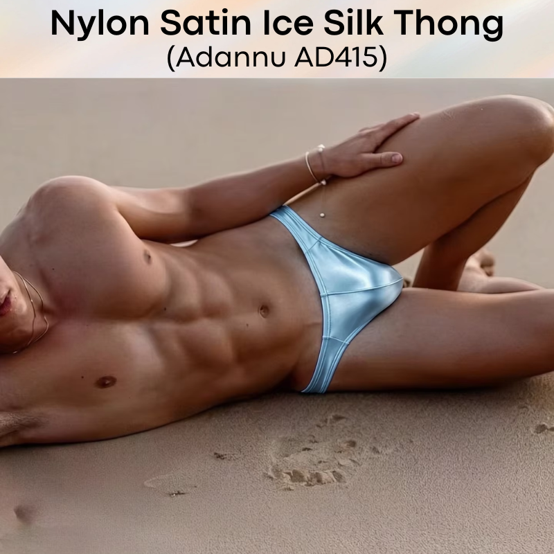 Men's Thong: Nylon Satin Ice Silk Thong Underwear (AD415)