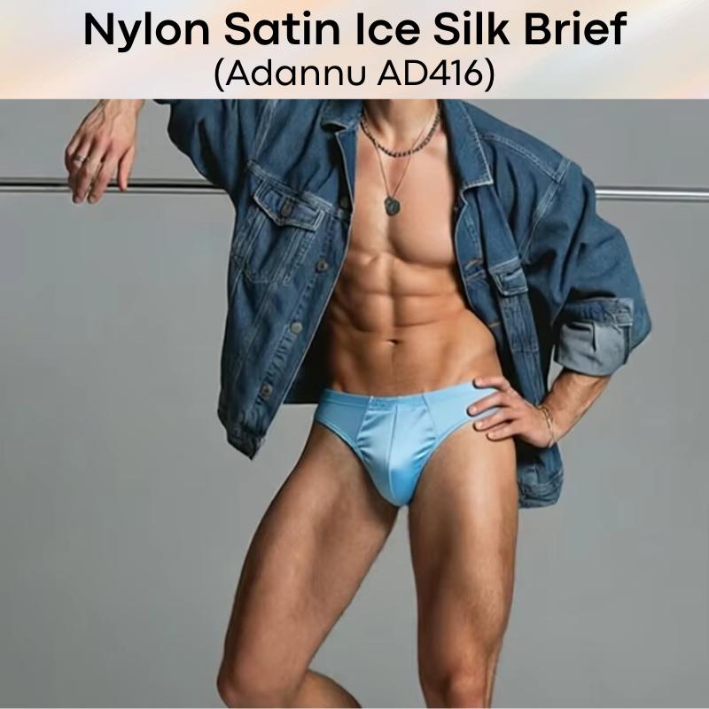 Men's Brief: Nylon Satin Ice Silk Brief Underwear (AD416)