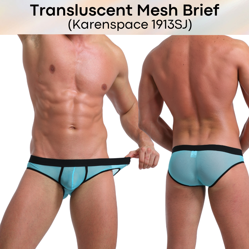 Men's Brief: Polyester Translucent Mesh Brief Underwear (KS1913SJ)