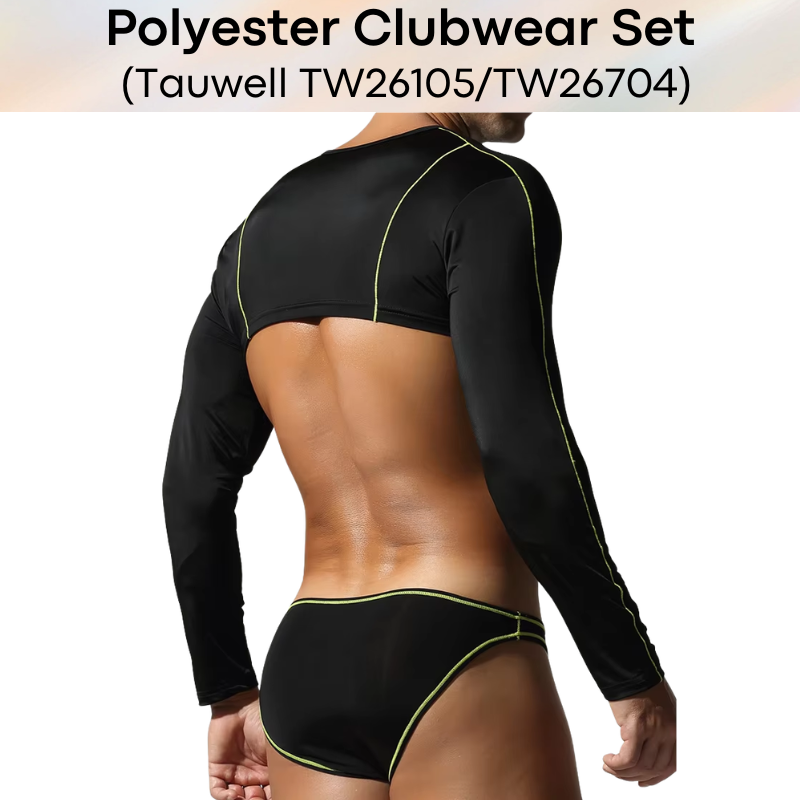 Lifestyle: Men's Polyester Cropped Top and Brief Underwear Clubwear Set (TW26704/TW26105)