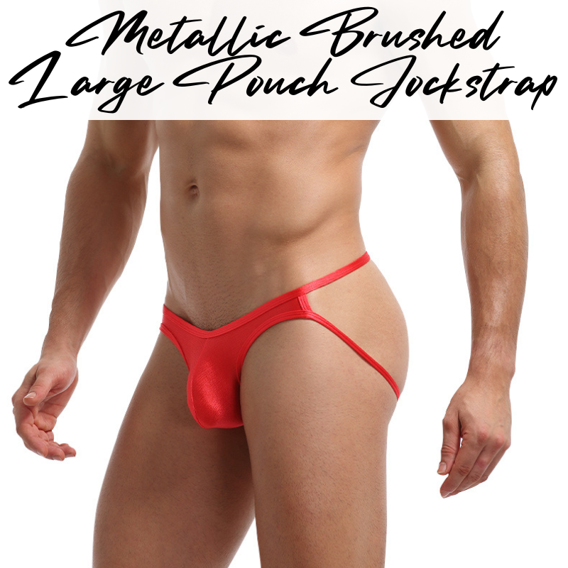 Men's Jockstrap: Polyester Metallic Brushed Look Jockstrap with Large 3D Pouch (KS1918SD)