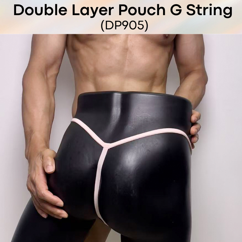 Mens GString: Polyester Double Layer Large Front Pouch GString Underwear (DP905)