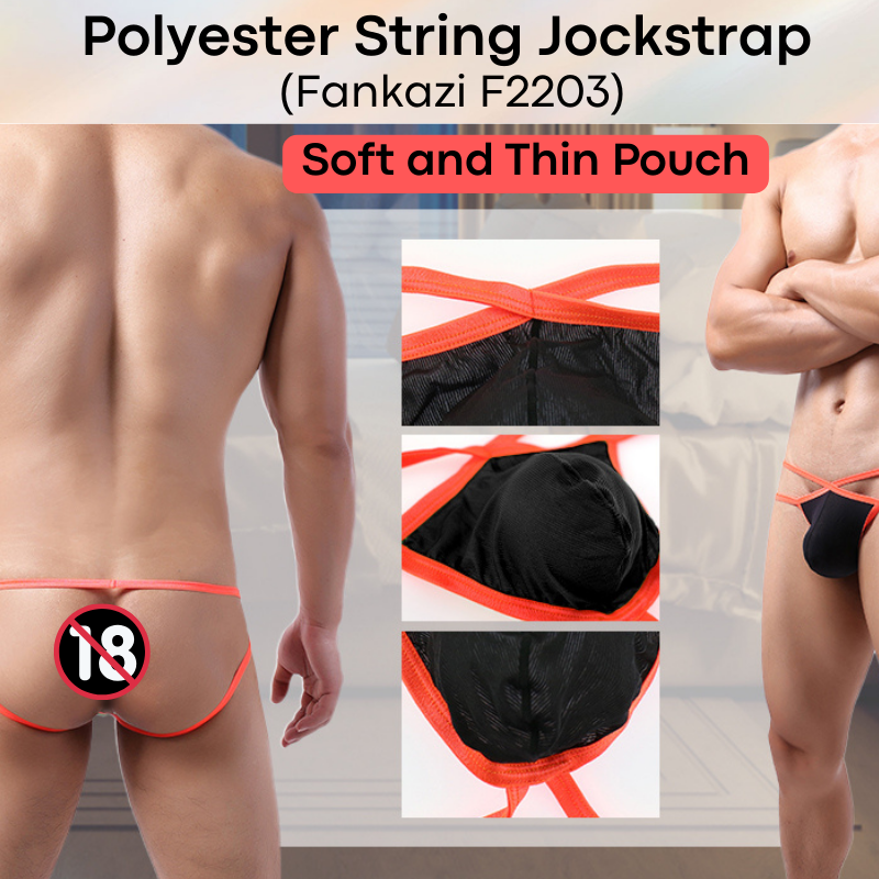 Men's Jockstrap: Polyester String Band Jockstrap with Lined Pouch Jockstrap Underwear (F2203)