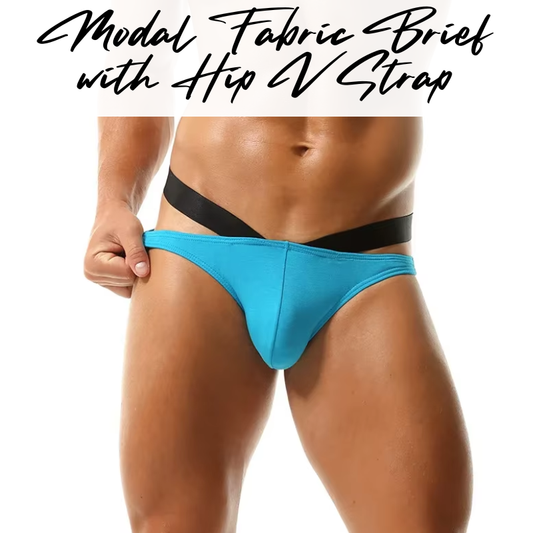 Men's Brief: Modal Bikini Brief with Hip V Strap Underwear (AS55)