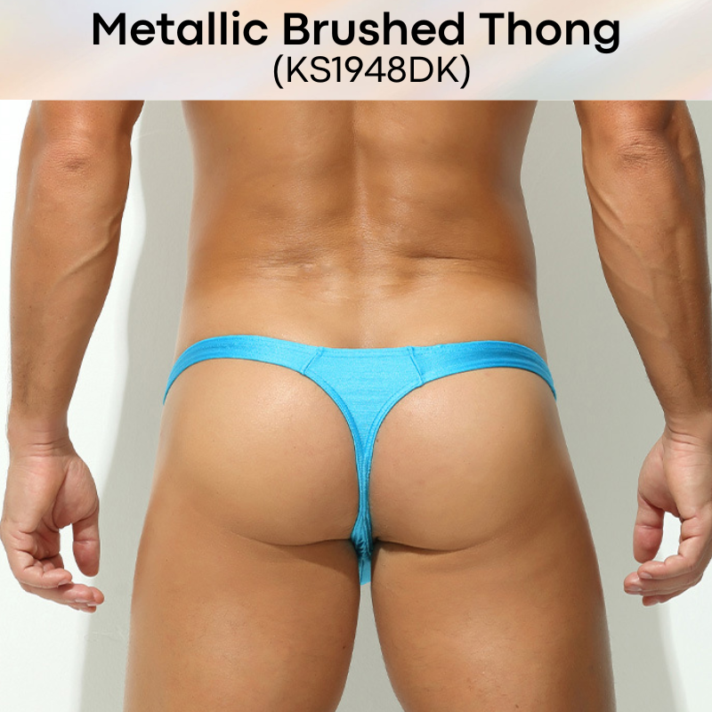 Men's Thong: Polyester Metallic Brushed Thong with 3D Pouch (KS1948DK)
