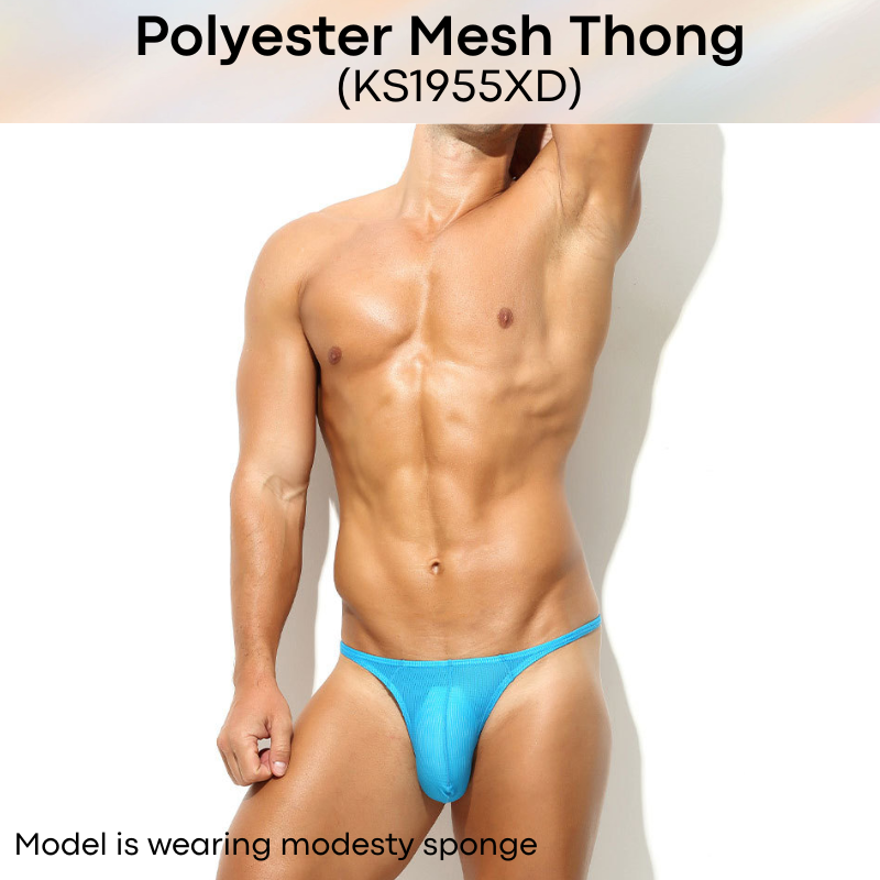 Men's Thong: Polyester Mesh Thong Underwear (KS1955XD)