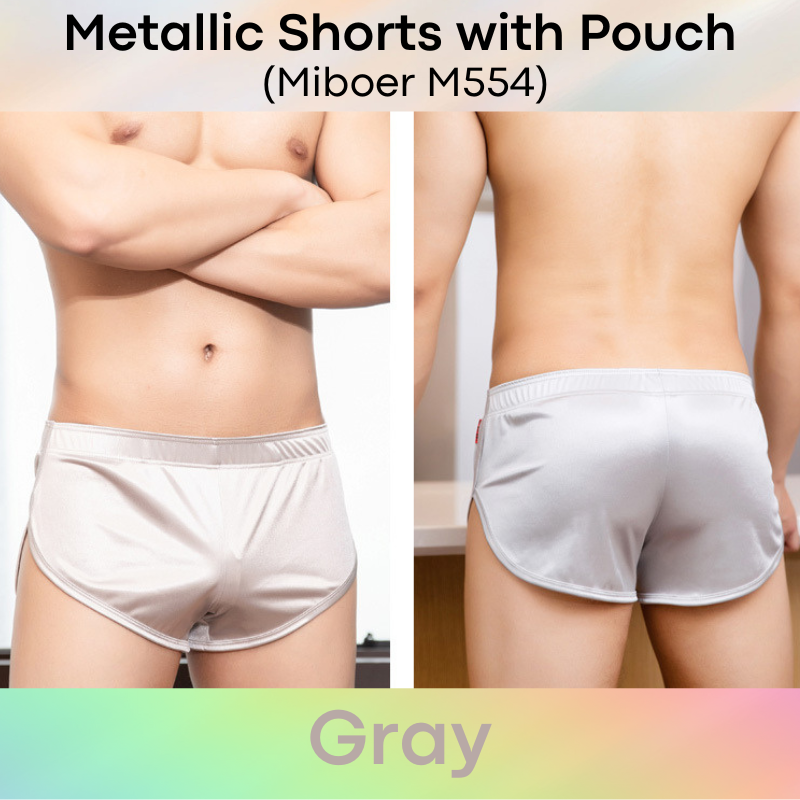 Men's Shorts : Polyester Metallic Smooth Shorts with Inner Front Pouch Lining (Miboer M554)