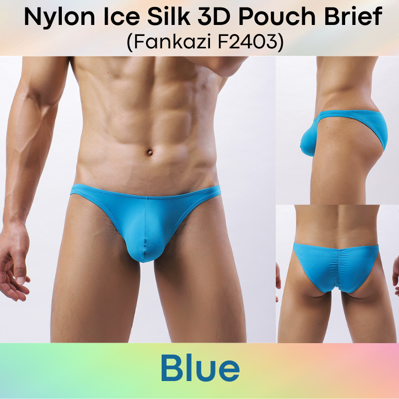 Men's Brief: Nylon Ice Silk Brief with 3D Pouch and Rear Mid Insewn (F2403)