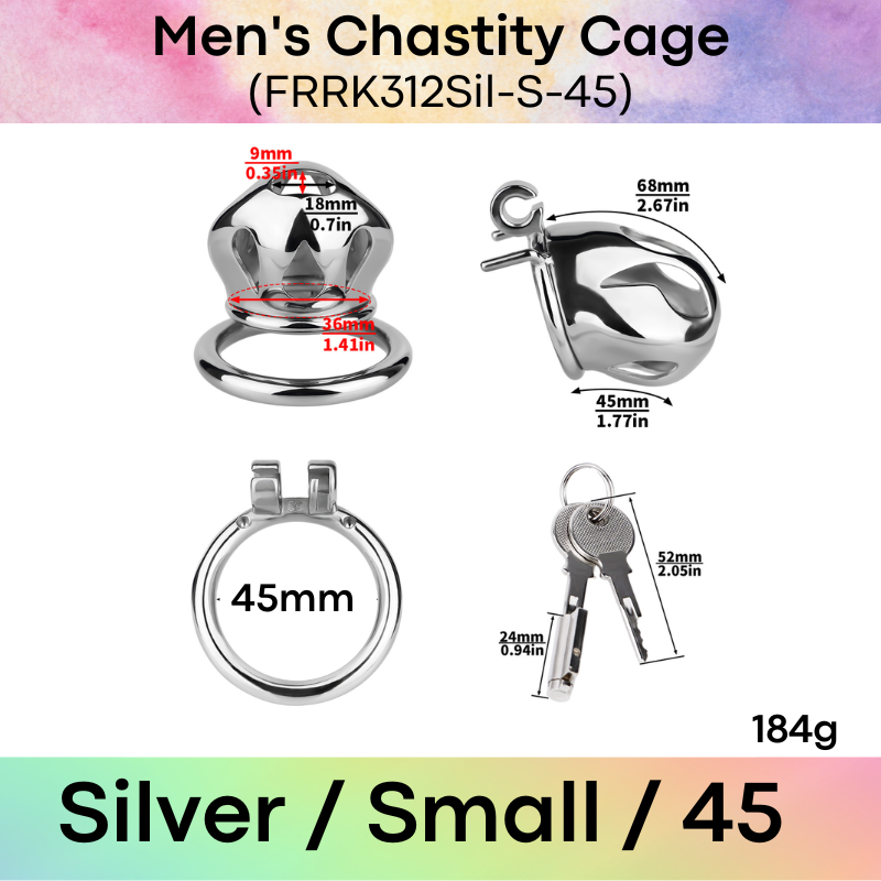 Adult Toy: Men's 304 Stainless Steel Cobra Head Chastity Cage (FRRK312)