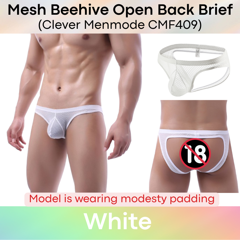 Men's Brief: Polyester Mesh Beehive Open Back Brief (CMF409)