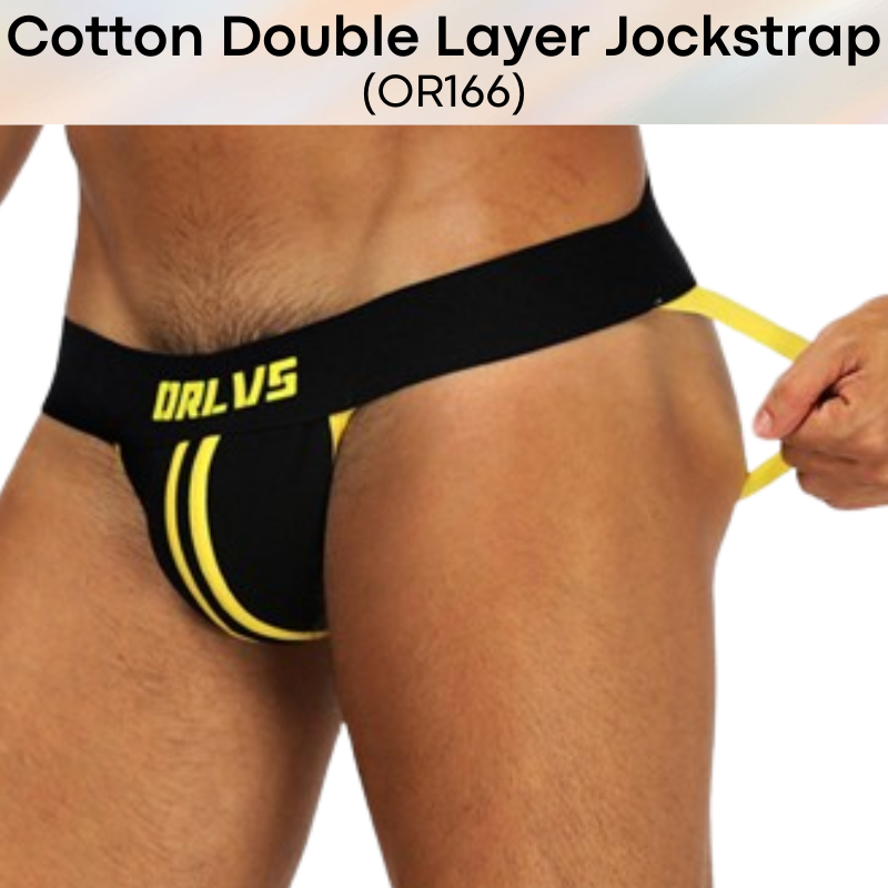 Men's Jockstrap: Cotton Double Layer 3D Pouch Jockstrap Underwear (OR166)