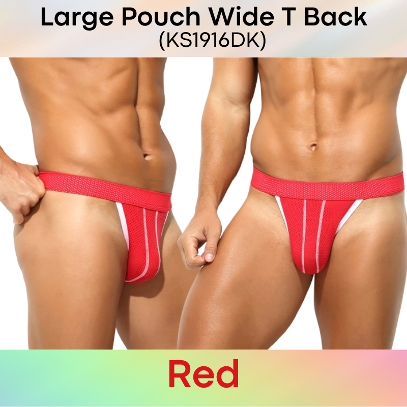 Men's Thong: Polyester Perforated Thong with Large Pouch and Wide Thong Strip (KS1916DK)