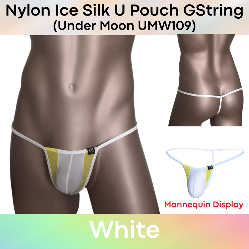 Men's GString: Nylon Ice Silk Translucent U Pouch Thong Underwear (UMW109)