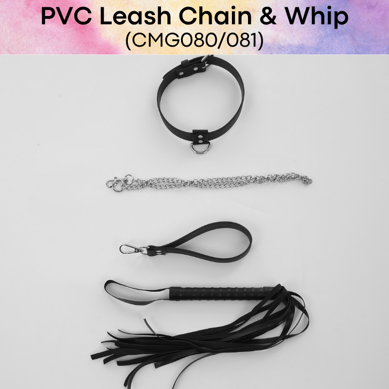 Adult Toy: Unisex PVC Leash and Whip Set (CMG080/CMG081)