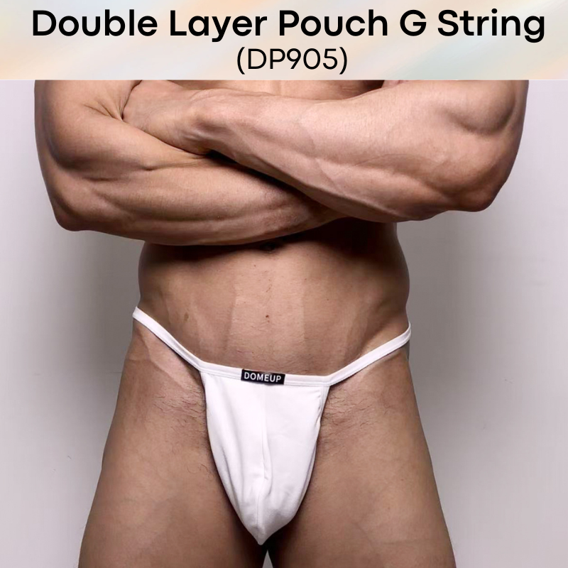Mens GString: Polyester Double Layer Large Front Pouch GString Underwear (DP905)