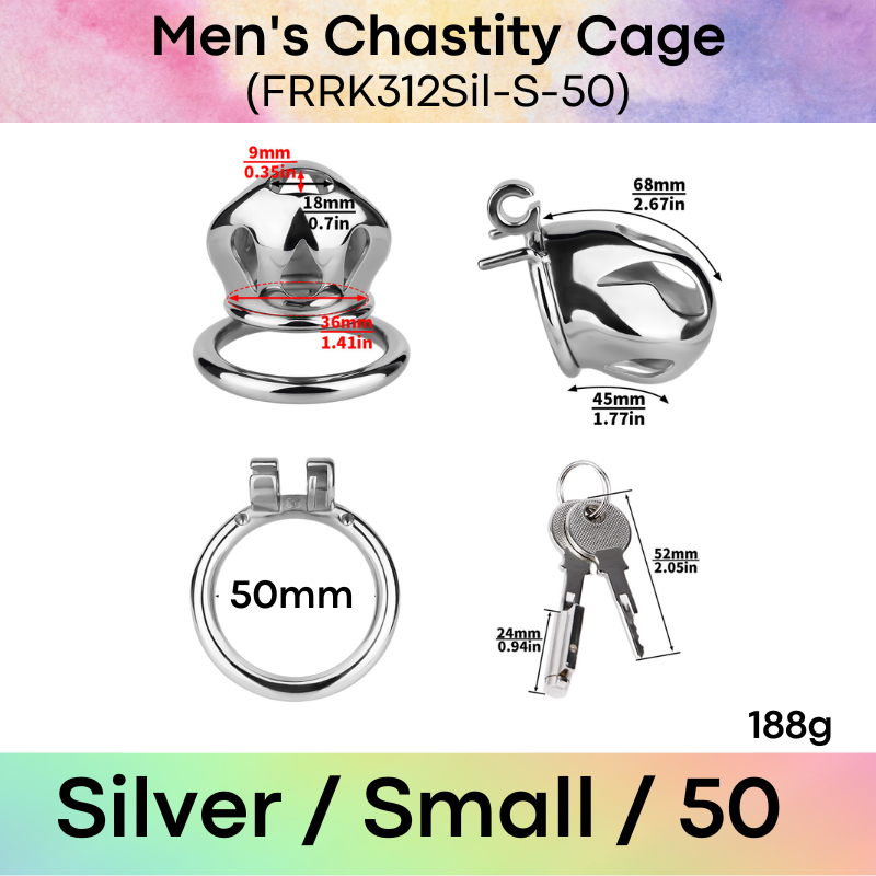 Adult Toy: Men's 304 Stainless Steel Cobra Head Chastity Cage (FRRK312)