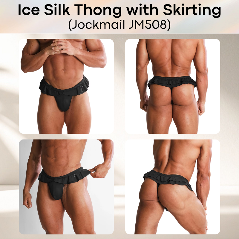 Men's Thong: Polyester Ice Silk Thong with Skirting Underwear (JM508)