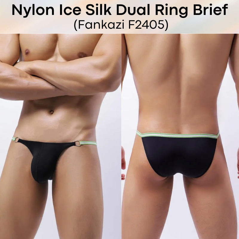 Men's Brief : 2 Ring Accessory Ice Silk Underwear (Fankazi F2405)