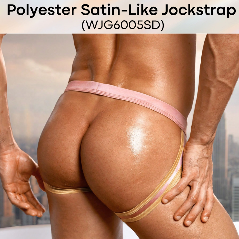 Men's Jockstrap: Polyester Satin-Like Low Waist Jockstrap Underwear (WJG6005SD)