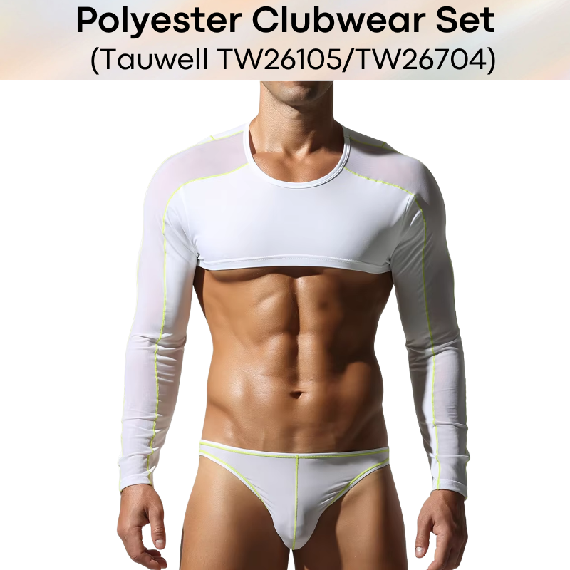 Lifestyle: Men's Polyester Cropped Top and Brief Underwear Clubwear Set (TW26704/TW26105)