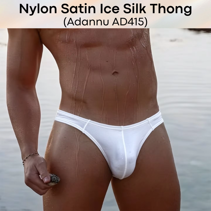 Men's Thong: Nylon Satin Ice Silk Thong Underwear (AD415)