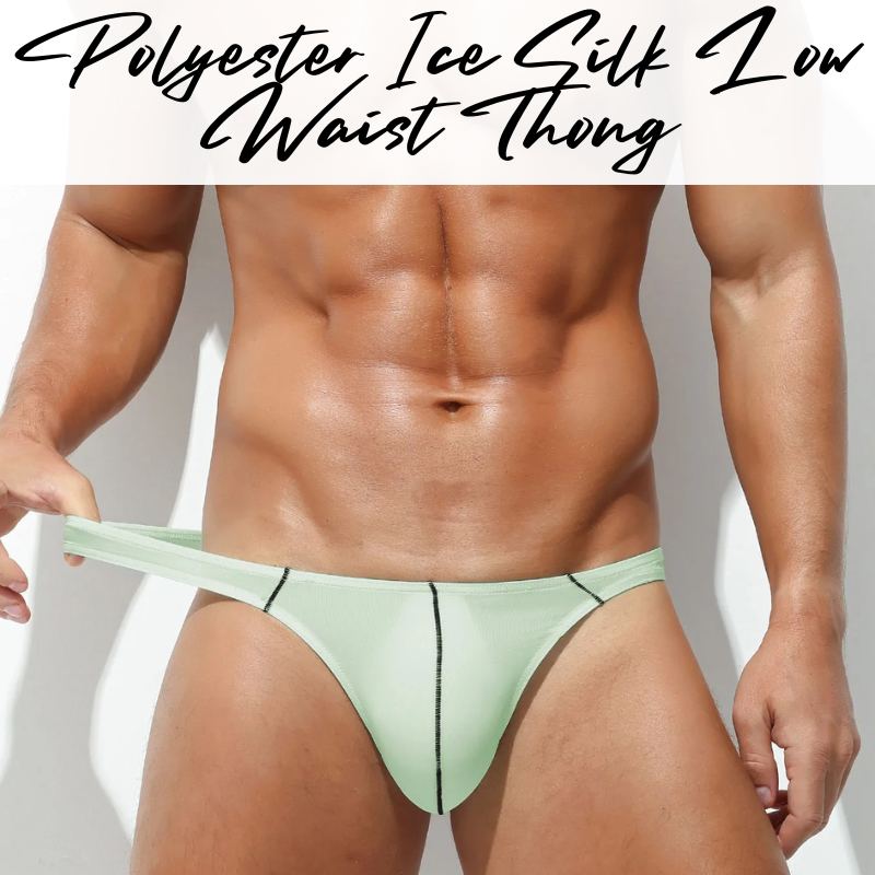 Men's Thong: Polyester Ice Silk Thin Low Waist Thong Underwear (KS1938DK)