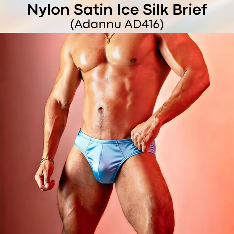 Men's Brief: Nylon Satin Ice Silk Brief Underwear (AD416)
