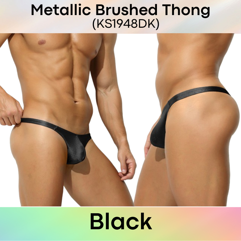 Men's Thong: Polyester Metallic Brushed Thong with 3D Pouch (KS1948DK)