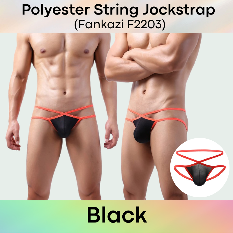 Men's Jockstrap: Polyester String Band Jockstrap with Lined Pouch Jockstrap Underwear (F2203)