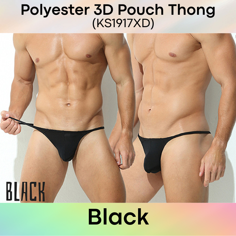 Men's Thong: Polyester 3D Pouch Low Rise Thong (KS1917XD)