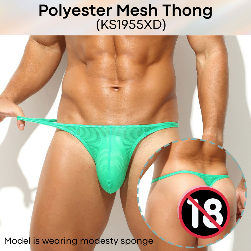 Men's Thong: Polyester Mesh Thong Underwear (KS1955XD)