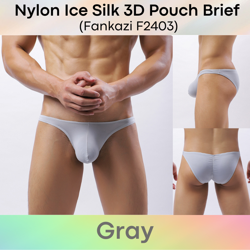 Men's Brief: Nylon Ice Silk Brief with 3D Pouch and Rear Mid Insewn (F2403)