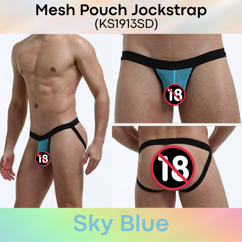 Men's Jockstrap: Polyester Mesh See Through 3D Pouch Jockstrap Underwear (KS1913SD)