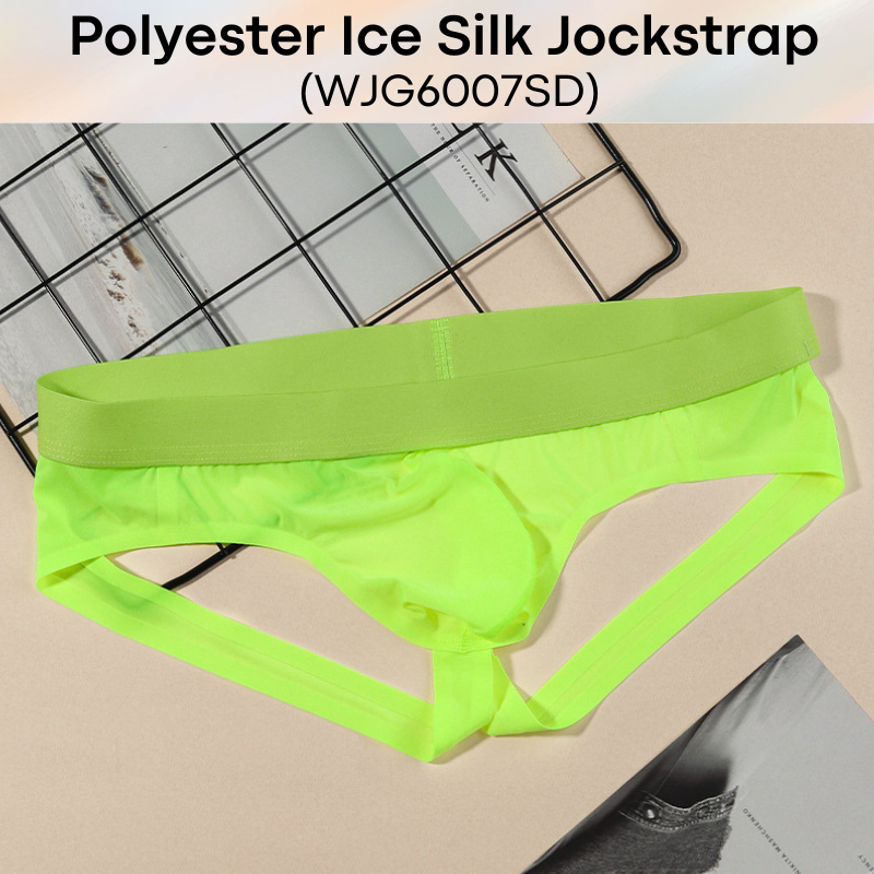 Men's Jockstrap: Polyester Ice Silk Thin Low Waist Jockstrap Underwear (WJG6007SD)