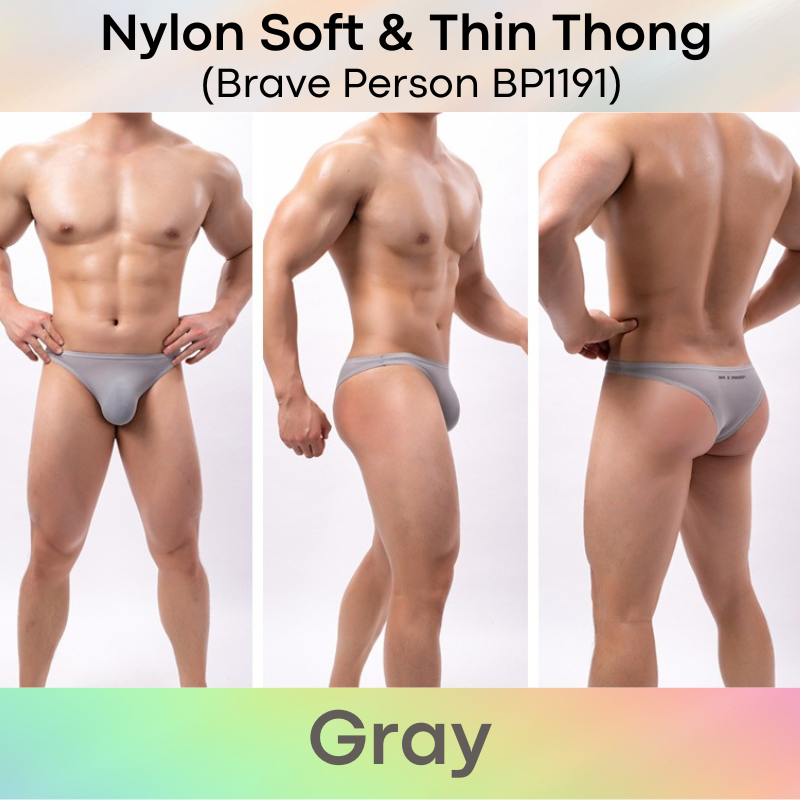 Men's Thong: Nylon Wide Front Close to Skin Thong Underwear (BP1191)