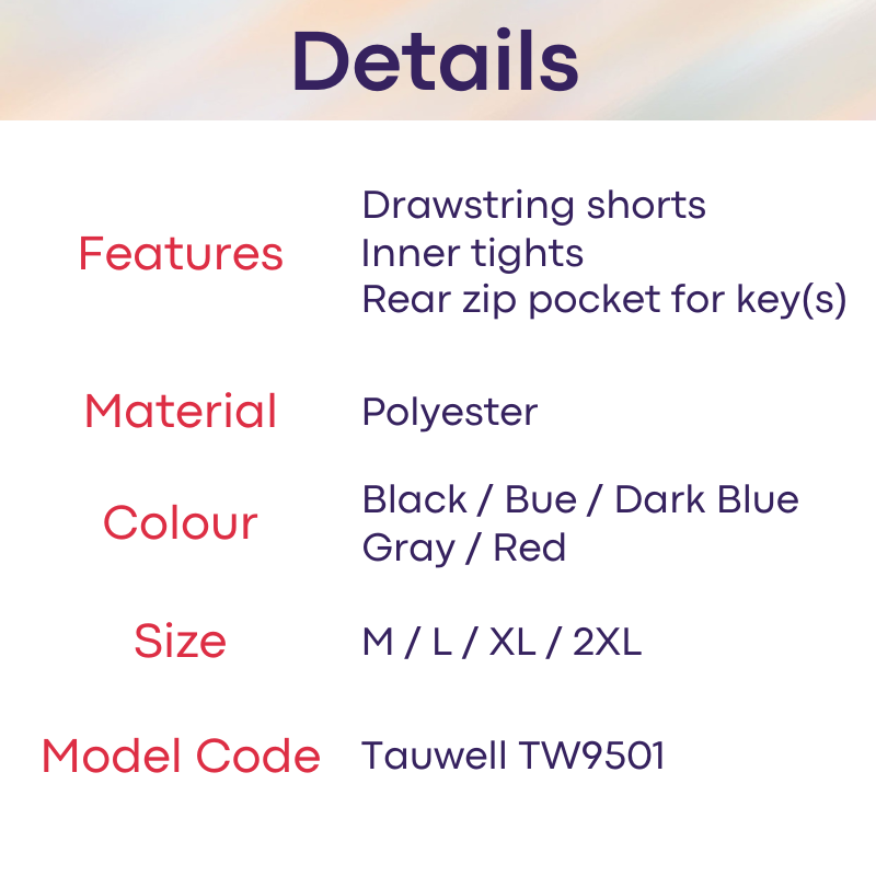 Men's Shorts: Training Sports Shorts with Inner Tights (TW9501)
