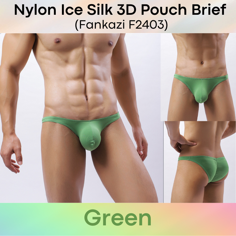 Men's Brief: Nylon Ice Silk Brief with 3D Pouch and Rear Mid Insewn (F2403)