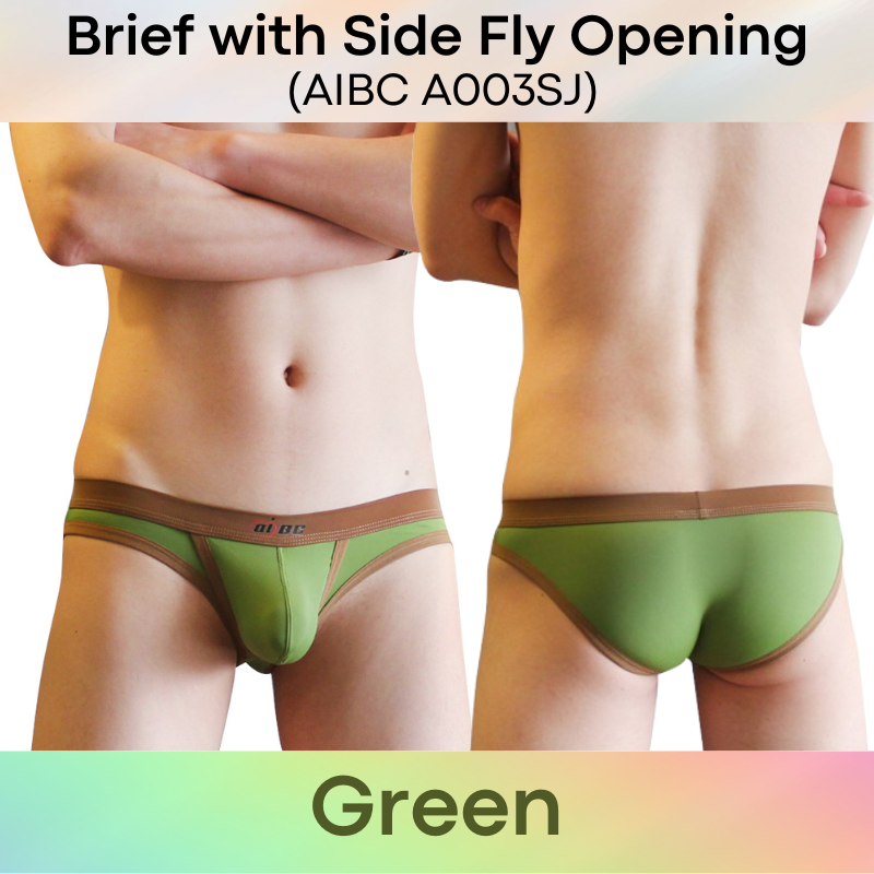 Men's Brief: Polyester Brief with Side Fly Opening Underwear (A003SJ)
