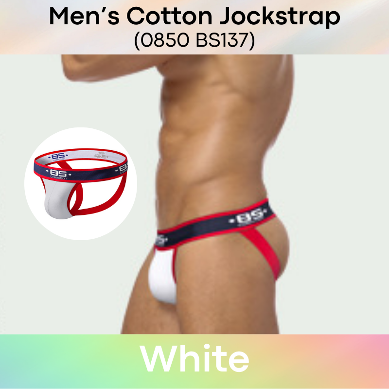Men's Jockstrap: Cotton Double Layer Pouch Jockstrap with Wide Waistband (BS137)
