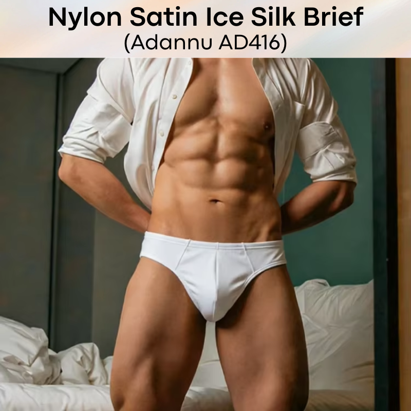 Men's Brief: Nylon Satin Ice Silk Brief Underwear (AD416)