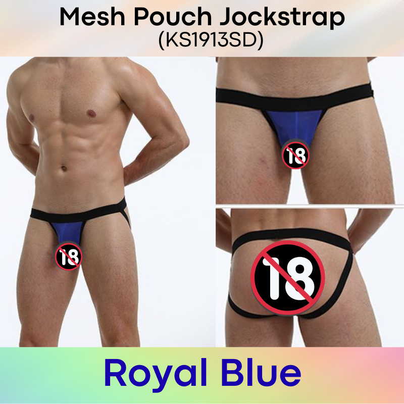 Men's Jockstrap: Polyester Mesh See Through 3D Pouch Jockstrap Underwear (KS1913SD)