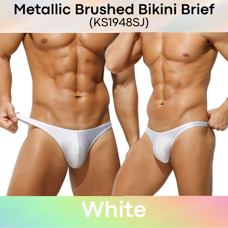 Men's Brief: Polyester Metallic Brushed Bikini Brief with 3D Pouch (KS1948SJ)